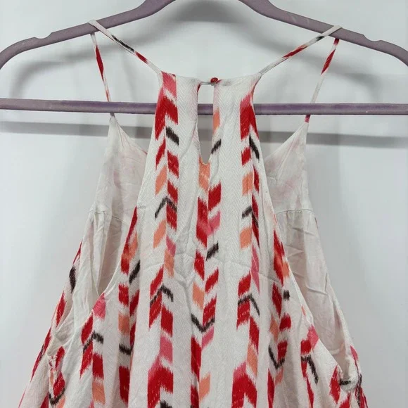 Altard State Womens Medium Red Ikat Chevron Halter Mini Dress Boho Racerback - Picture 6 of 11